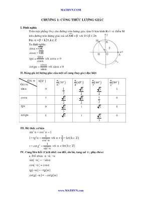 226 Bài tập lượng giác Lớp 10